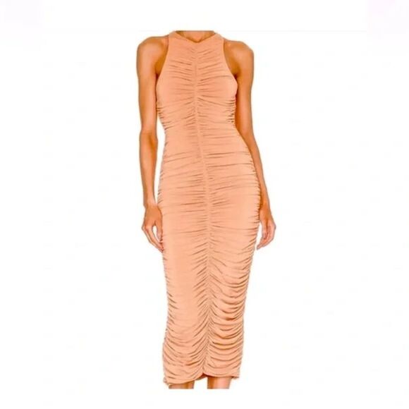 NWT House of Harlow 1960 Taupe ruched dress size S - Picture 1 of 10